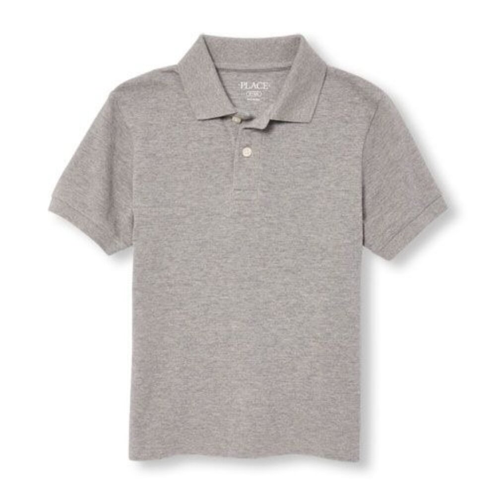 The Children's Place Boys Uniform Pique Polo in Gray | Size Medium (7/8)